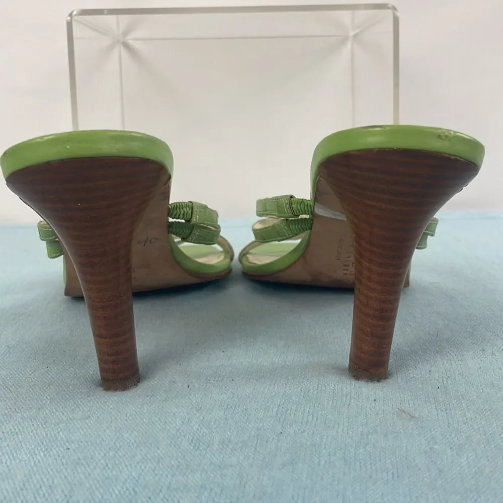 Ralph Lauren Green Strappy Wood Heels - Picture 6 of 8